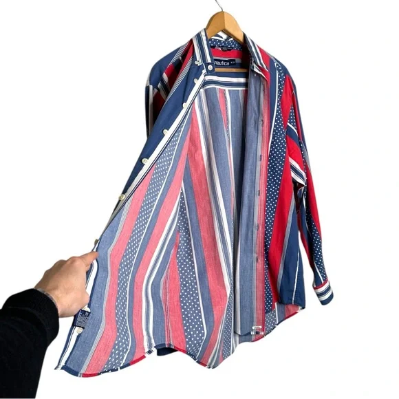 Vintage Nautica American Flag Button Down Shirt - Picture 6 of 8